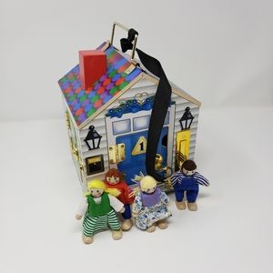 Melissa & Doug Wooden Doorbell House Preschool Toy with Dolls